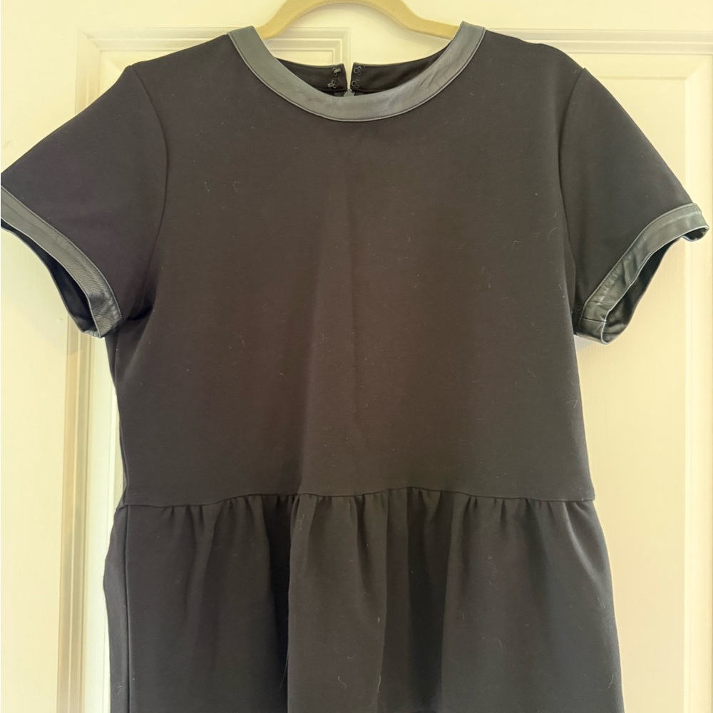 Madewell Black Short Sleeve Peplum leather accent Top. - Picture 4 of 6